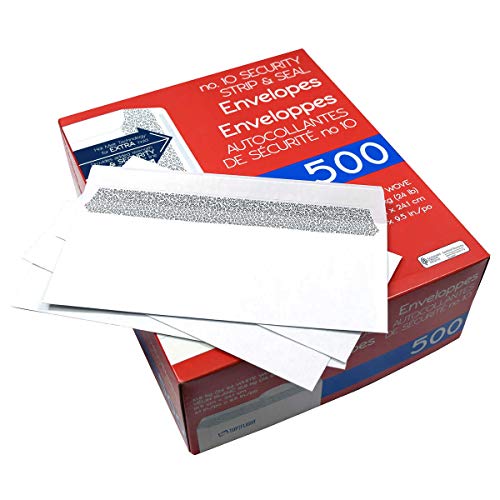 Top Flight Number 10 Boxed Security Envelopes Strip and Seal 1-Pack White